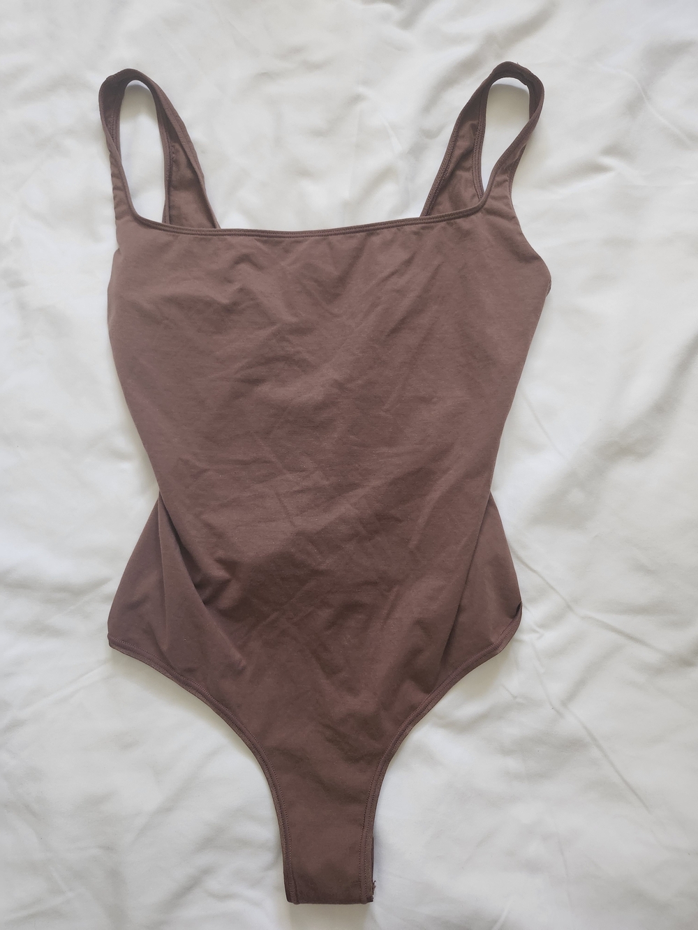 SKIMS Chocolate-Brown One-Piece Bodysuit Thong